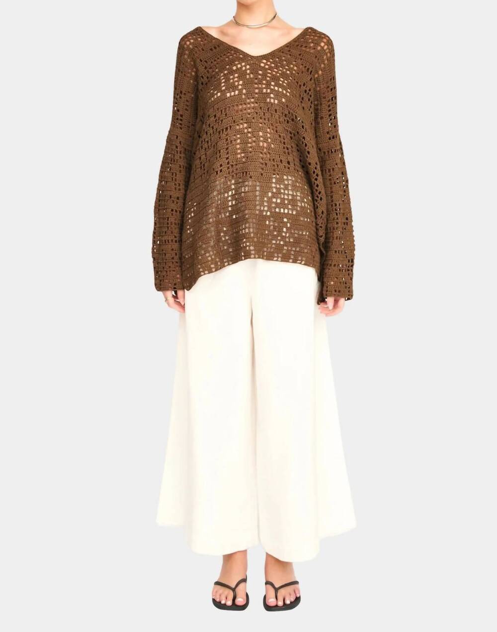 NEW MIRTH madrid hand crochet tunic in chocolate